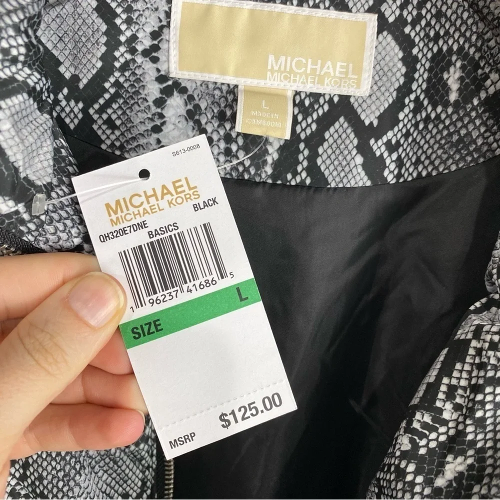 Michael Kors Snake Print Full Zip Up‎ Winter Puffer Vest Jacket Size Large (NWT)